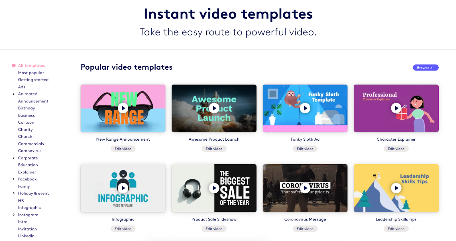 Biteable video templates