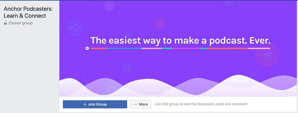 Screenshot of Anchor's Facebook Group