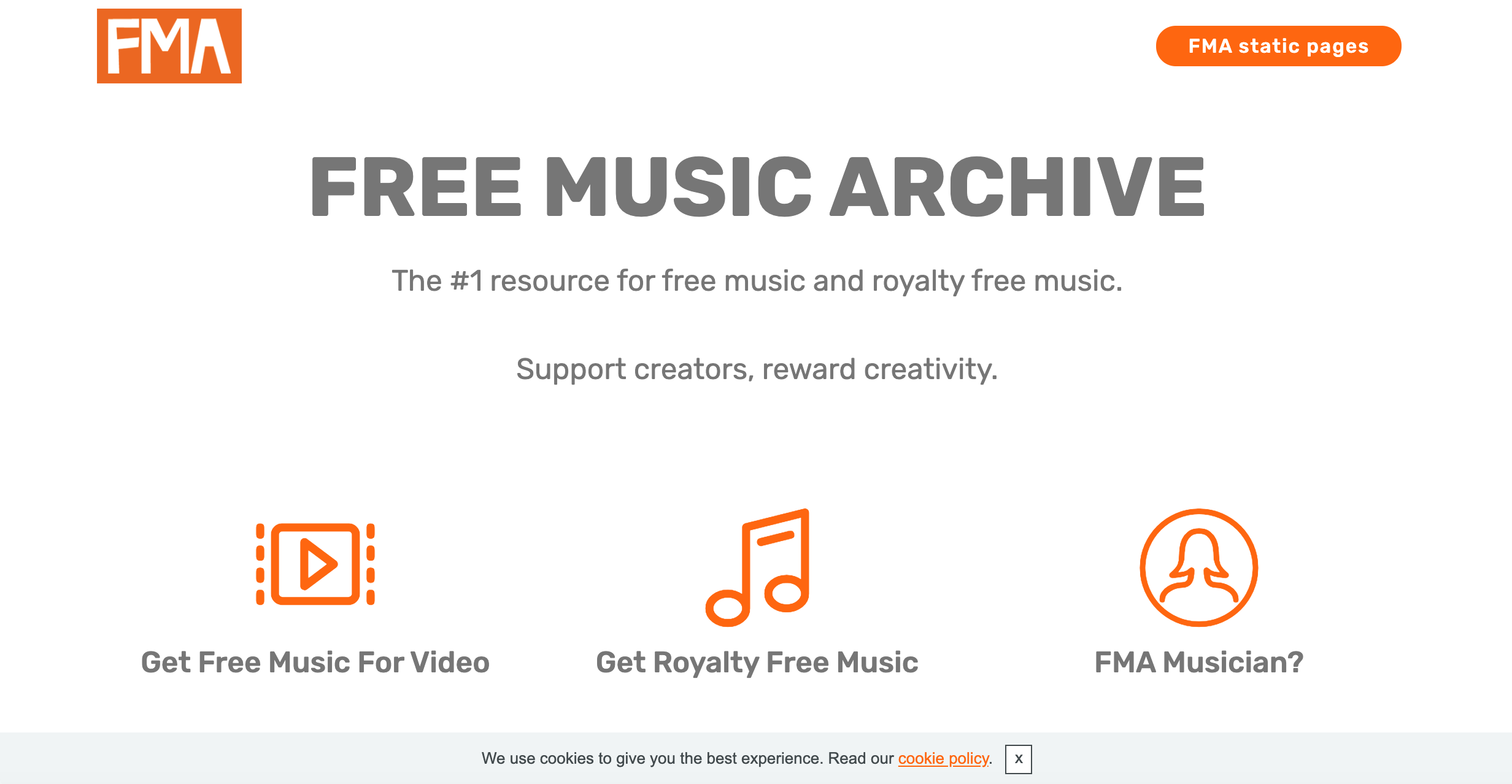 Free Music Archive home page
