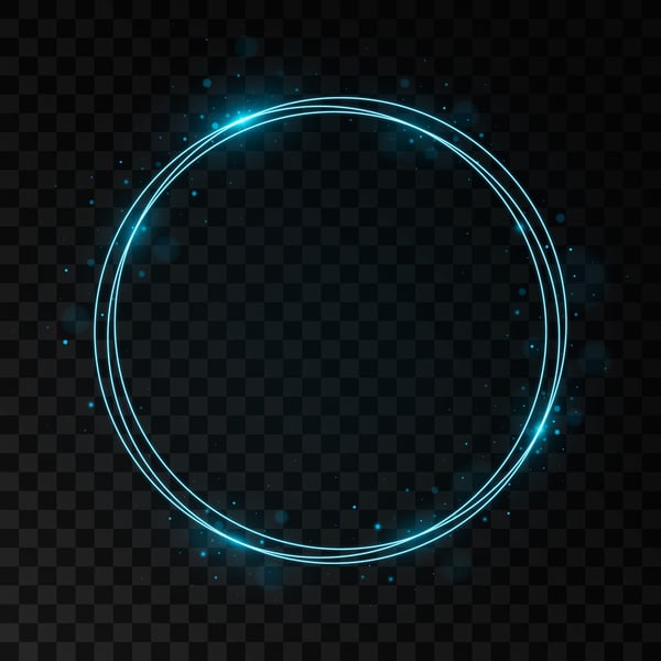 Blue-neon-circle-on-black-background