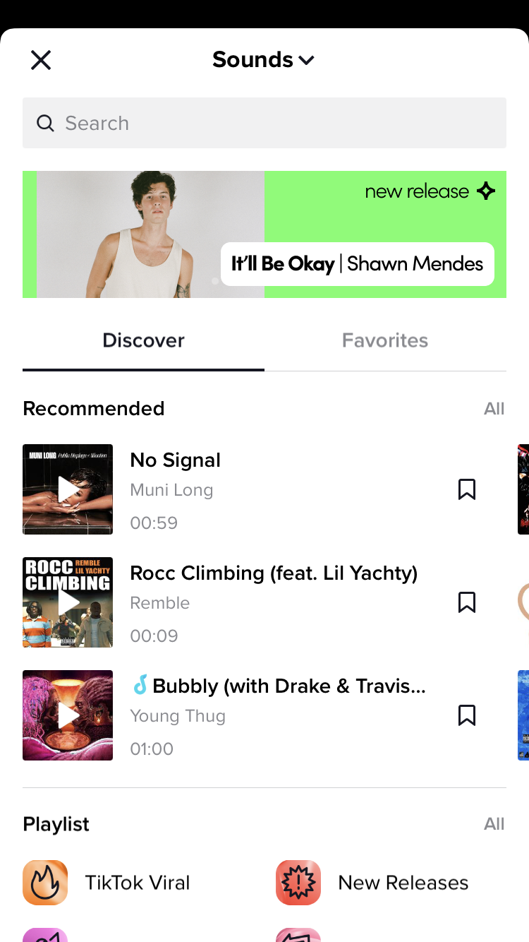 Discover Music on TikTok app