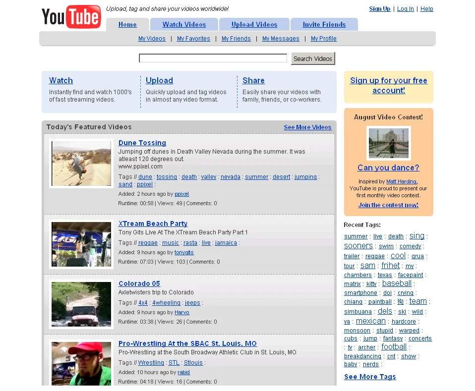 Classic YouTube home page