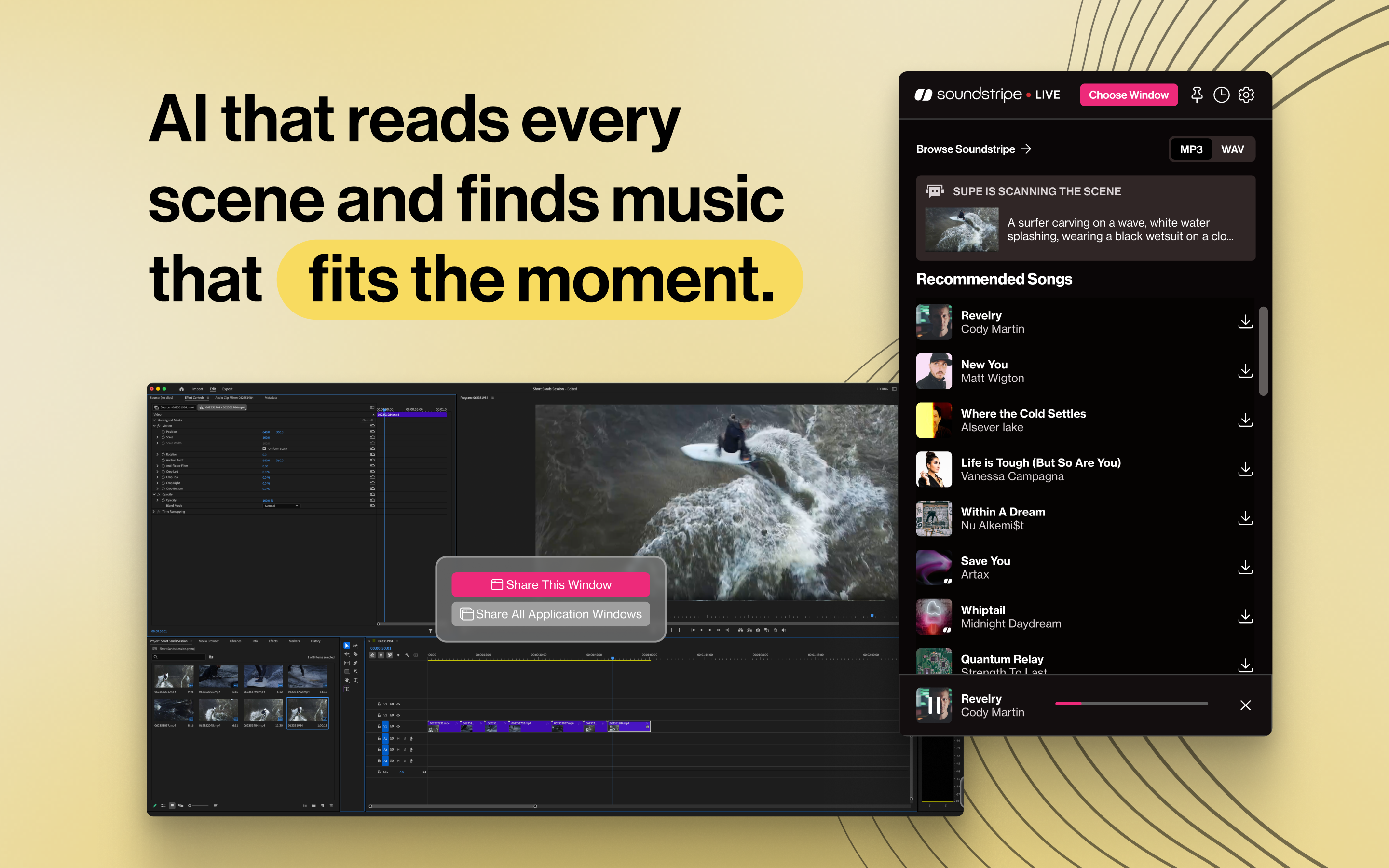 AI that reads every scene and finds music that fits the moment.